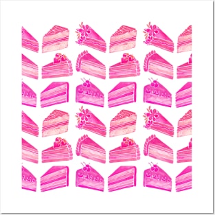 Pink Cake Slices Posters and Art